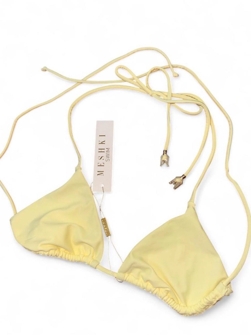 Meshki Soft Yellow Triangle Bikini Top